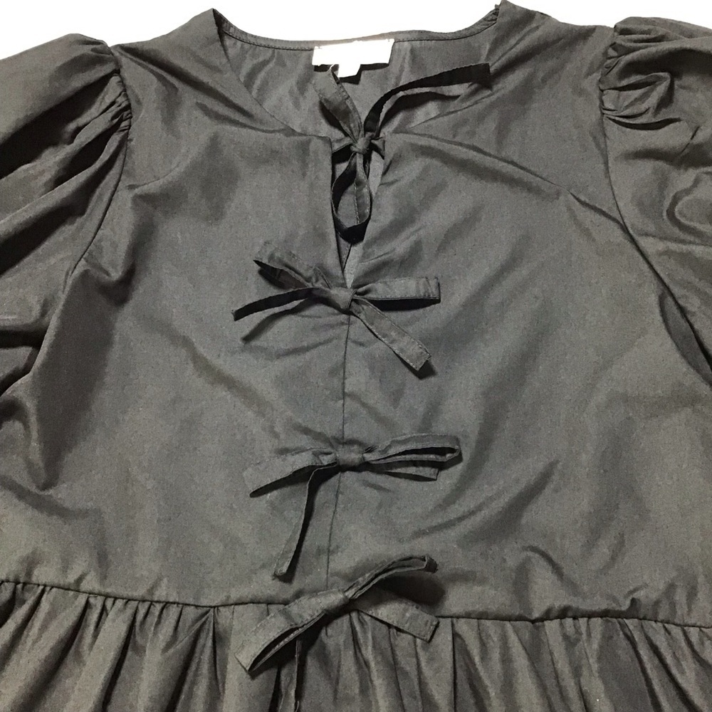 Entro Black Puff Sleeve Dress with Bow Details - Picture 6 of 13